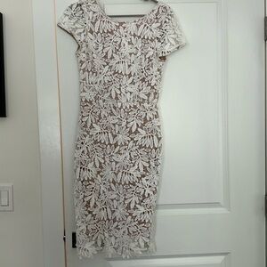Lulu’s Lace Fitted White & Nude Dress (FREE SHIPPING)